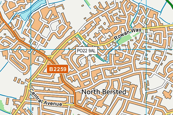 PO22 9AL map - OS VectorMap District (Ordnance Survey)
