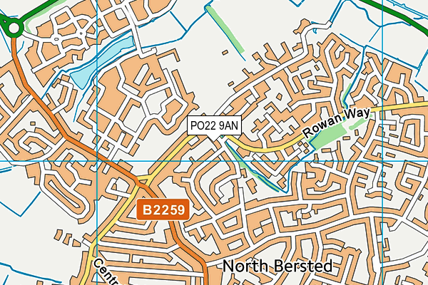 PO22 9AN map - OS VectorMap District (Ordnance Survey)