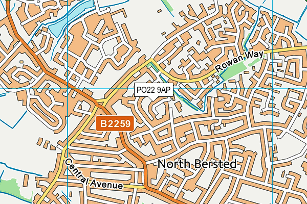 PO22 9AP map - OS VectorMap District (Ordnance Survey)