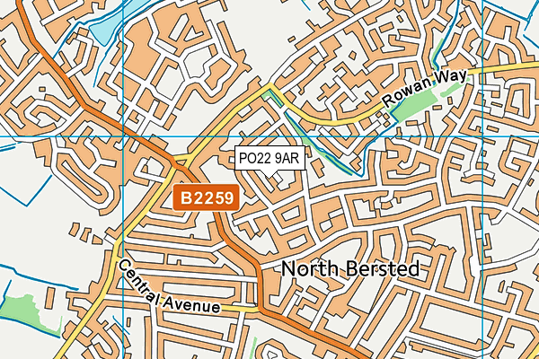 PO22 9AR map - OS VectorMap District (Ordnance Survey)