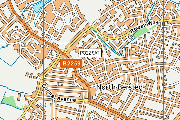 PO22 9AT map - OS VectorMap District (Ordnance Survey)