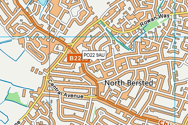 PO22 9AU map - OS VectorMap District (Ordnance Survey)