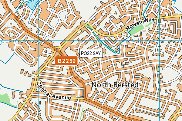 PO22 9AY map - OS VectorMap District (Ordnance Survey)
