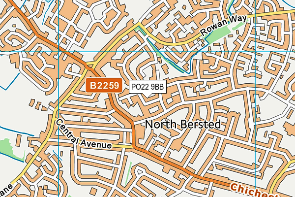 PO22 9BB map - OS VectorMap District (Ordnance Survey)