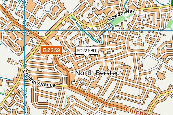 PO22 9BD map - OS VectorMap District (Ordnance Survey)