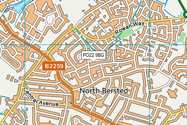 PO22 9BG map - OS VectorMap District (Ordnance Survey)