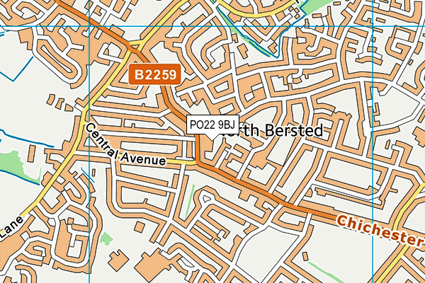 PO22 9BJ map - OS VectorMap District (Ordnance Survey)