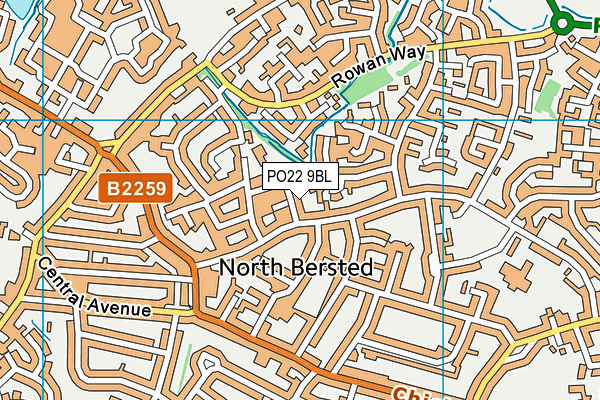 PO22 9BL map - OS VectorMap District (Ordnance Survey)