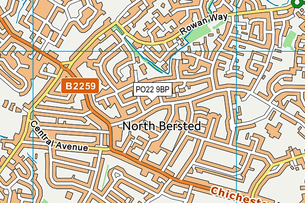 PO22 9BP map - OS VectorMap District (Ordnance Survey)