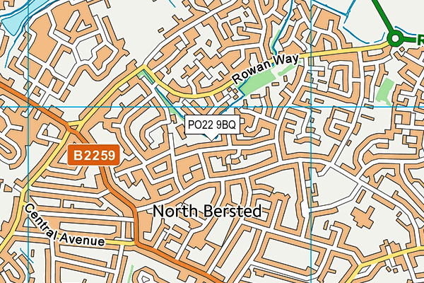 PO22 9BQ map - OS VectorMap District (Ordnance Survey)