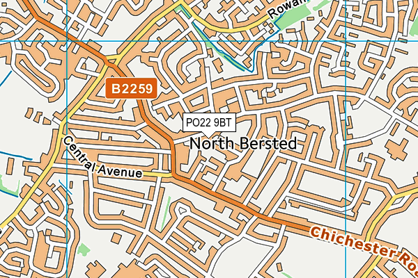 PO22 9BT map - OS VectorMap District (Ordnance Survey)