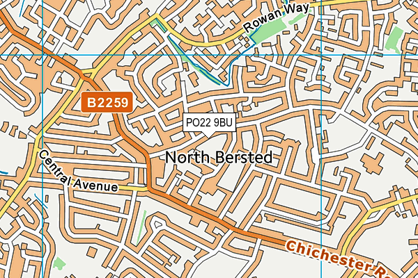 PO22 9BU map - OS VectorMap District (Ordnance Survey)