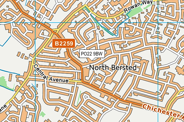 PO22 9BW map - OS VectorMap District (Ordnance Survey)