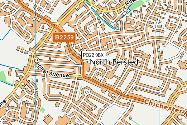 PO22 9BX map - OS VectorMap District (Ordnance Survey)