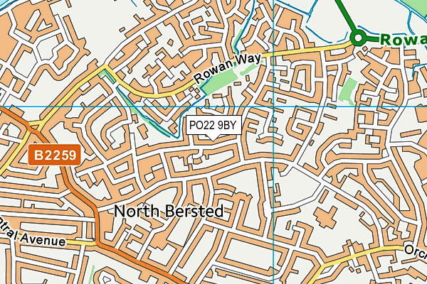 PO22 9BY map - OS VectorMap District (Ordnance Survey)