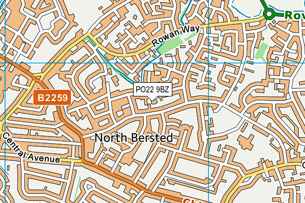 PO22 9BZ map - OS VectorMap District (Ordnance Survey)