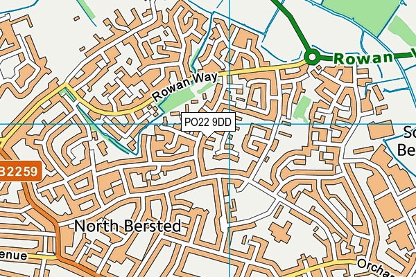 PO22 9DD map - OS VectorMap District (Ordnance Survey)