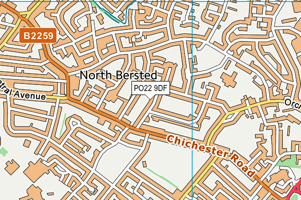 PO22 9DF map - OS VectorMap District (Ordnance Survey)