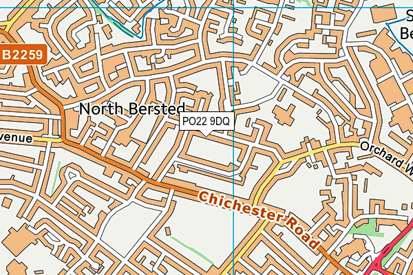 PO22 9DQ map - OS VectorMap District (Ordnance Survey)