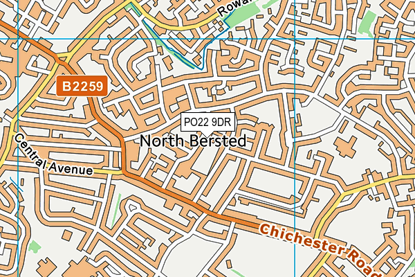 PO22 9DR map - OS VectorMap District (Ordnance Survey)