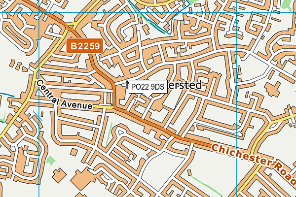PO22 9DS map - OS VectorMap District (Ordnance Survey)