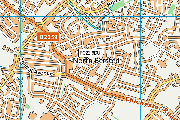 PO22 9DU map - OS VectorMap District (Ordnance Survey)