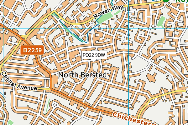 PO22 9DW map - OS VectorMap District (Ordnance Survey)