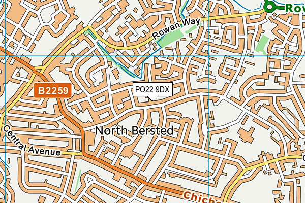 PO22 9DX map - OS VectorMap District (Ordnance Survey)