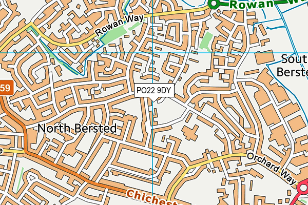 PO22 9DY map - OS VectorMap District (Ordnance Survey)
