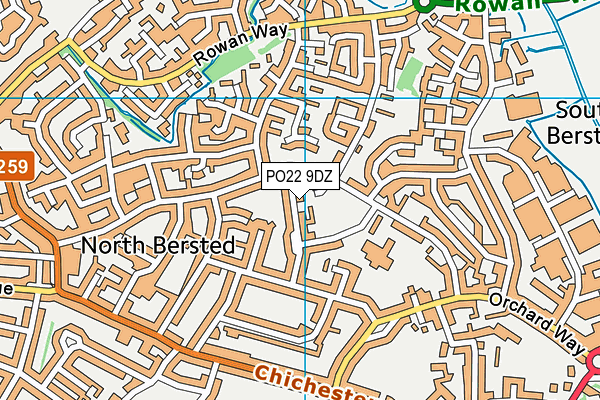 PO22 9DZ map - OS VectorMap District (Ordnance Survey)