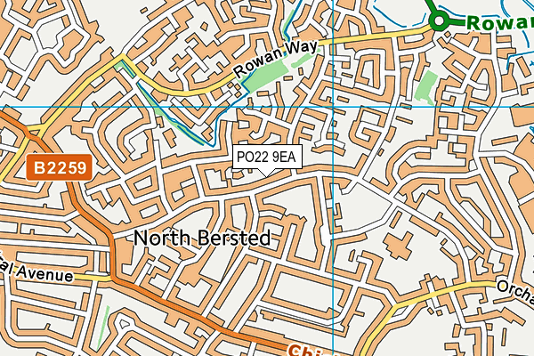 PO22 9EA map - OS VectorMap District (Ordnance Survey)