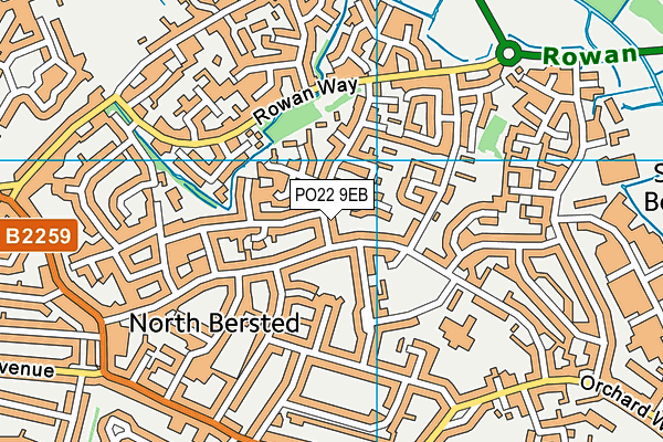 PO22 9EB map - OS VectorMap District (Ordnance Survey)