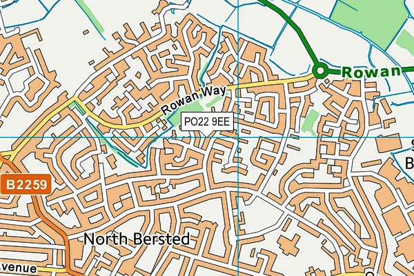 PO22 9EE map - OS VectorMap District (Ordnance Survey)