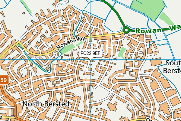 PO22 9EF map - OS VectorMap District (Ordnance Survey)