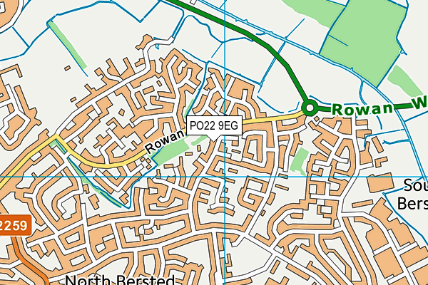 PO22 9EG map - OS VectorMap District (Ordnance Survey)