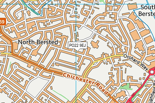 PO22 9EJ map - OS VectorMap District (Ordnance Survey)