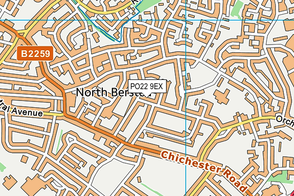 PO22 9EX map - OS VectorMap District (Ordnance Survey)