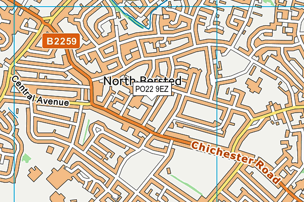 PO22 9EZ map - OS VectorMap District (Ordnance Survey)