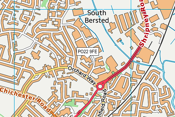 PO22 9FE map - OS VectorMap District (Ordnance Survey)