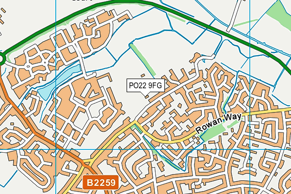 PO22 9FG map - OS VectorMap District (Ordnance Survey)