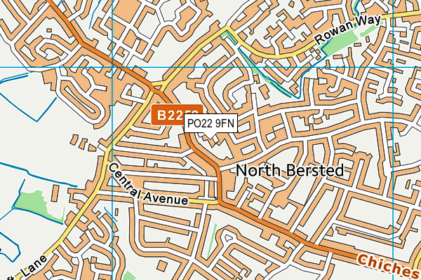PO22 9FN map - OS VectorMap District (Ordnance Survey)
