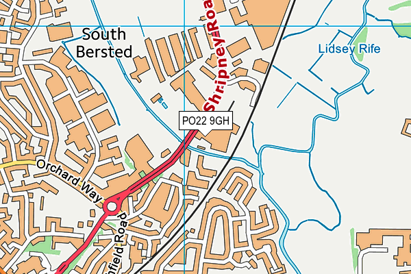 PO22 9GH map - OS VectorMap District (Ordnance Survey)