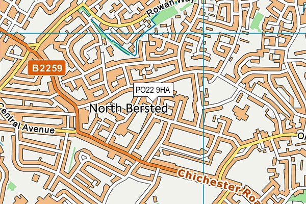 PO22 9HA map - OS VectorMap District (Ordnance Survey)
