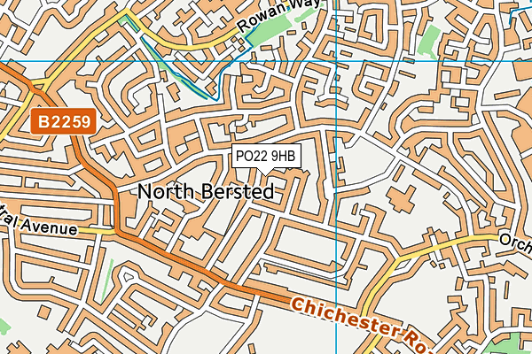 PO22 9HB map - OS VectorMap District (Ordnance Survey)
