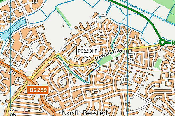 PO22 9HF map - OS VectorMap District (Ordnance Survey)