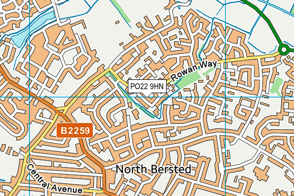 PO22 9HN map - OS VectorMap District (Ordnance Survey)