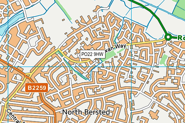 PO22 9HW map - OS VectorMap District (Ordnance Survey)