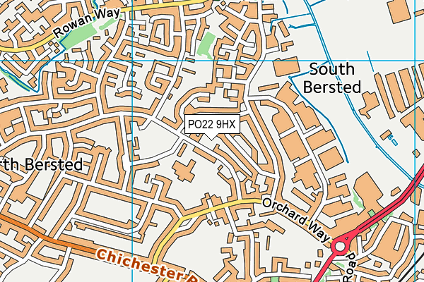 PO22 9HX map - OS VectorMap District (Ordnance Survey)