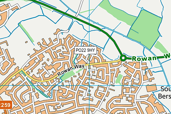 PO22 9HY map - OS VectorMap District (Ordnance Survey)