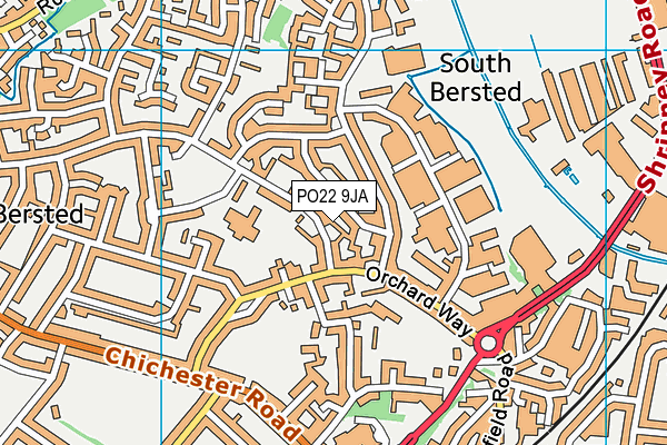 PO22 9JA map - OS VectorMap District (Ordnance Survey)